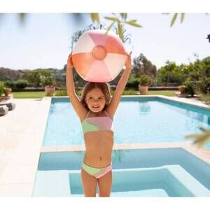 NEW PQ SWIM girls' luna wave bikini in pink/green
